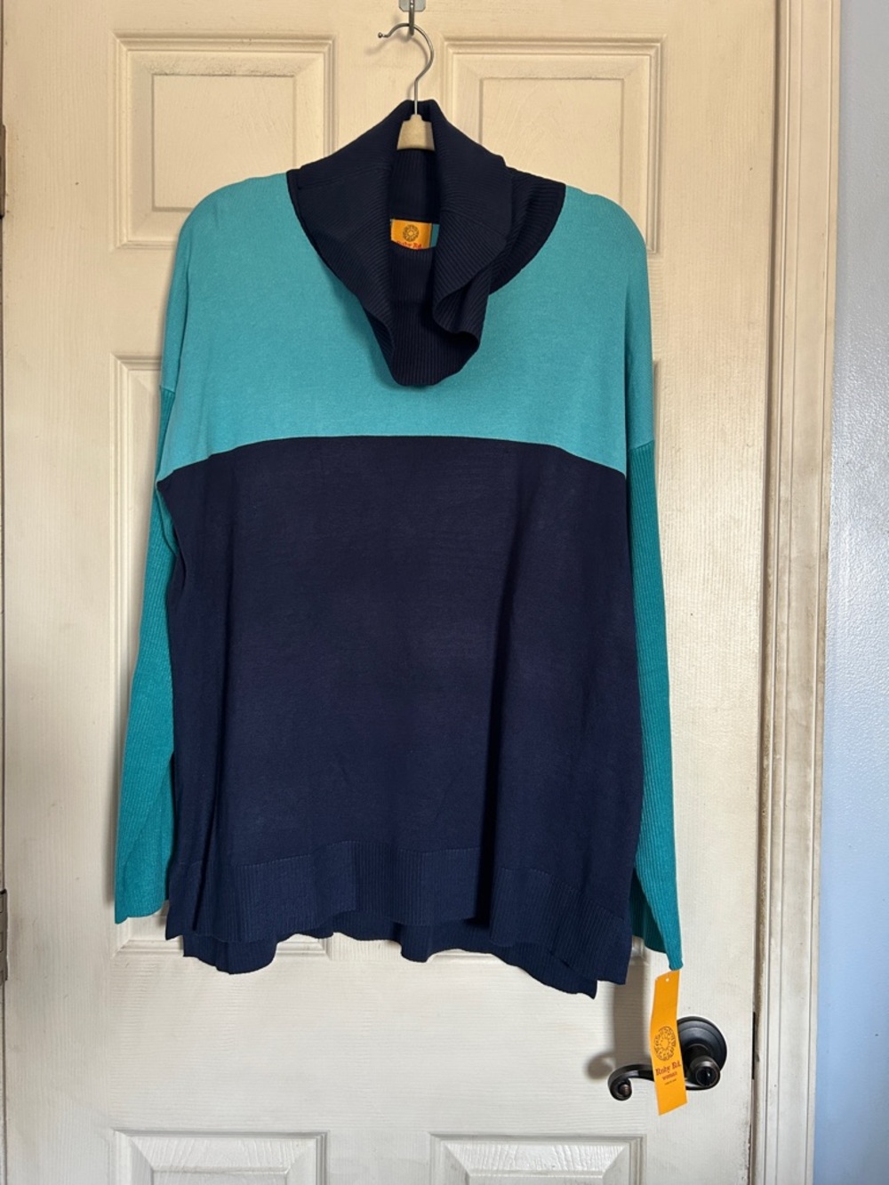 NWT Ruby Rd. blue color block turtleneck sweater size 2X
